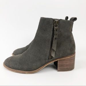 Nordstrom Brass Plum Gray Suede ZIP Ankle Booties